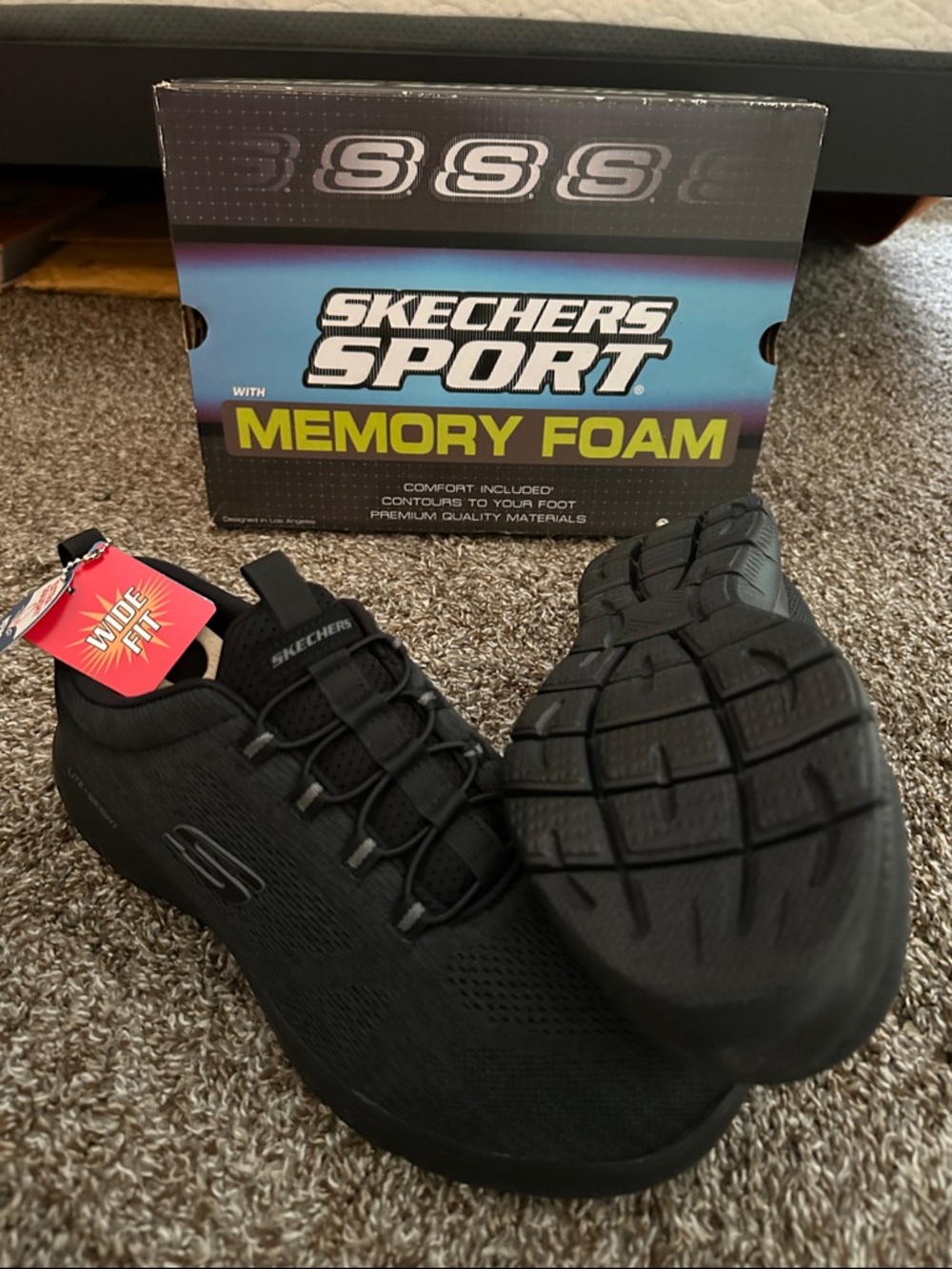 Skechers Black Memory Foam Athletic Sneakers
